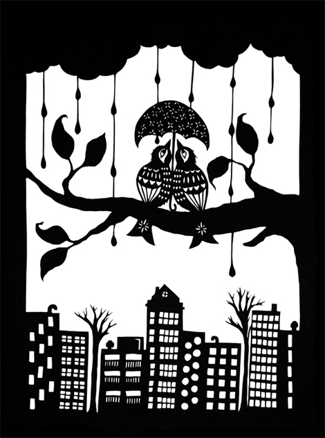 Shelter eachother cut paper art