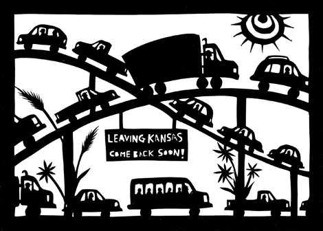 Leaving Kansas Sign - Paper Cutting