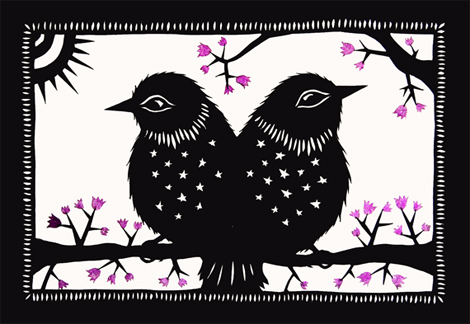 Two Birds One Tale Paper Cutting