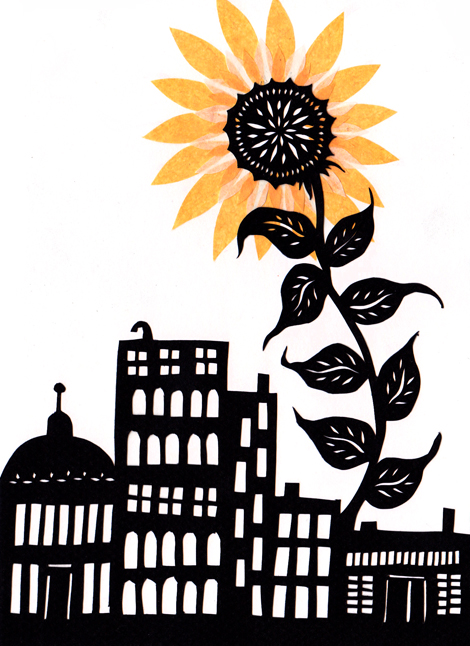 Sunflower City - Cut Paper Art