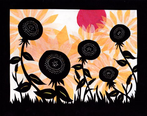 Sunflowers at Sunset - Cut Paper Art