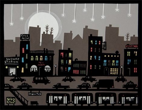 City Lights - Cut Paper Art