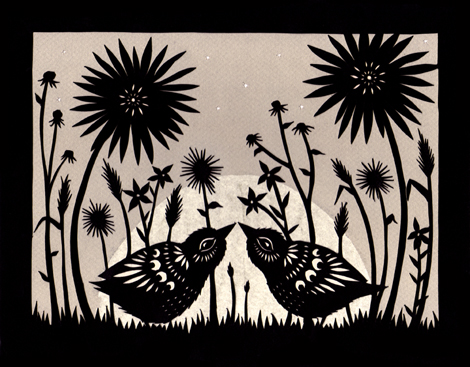 by a summer moon cut paper art