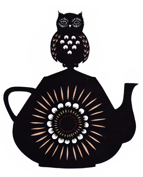 little owl on a teapot