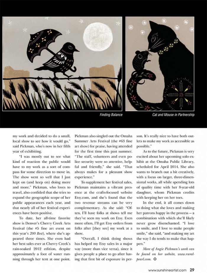 Sunshine Artist Magazine Feature